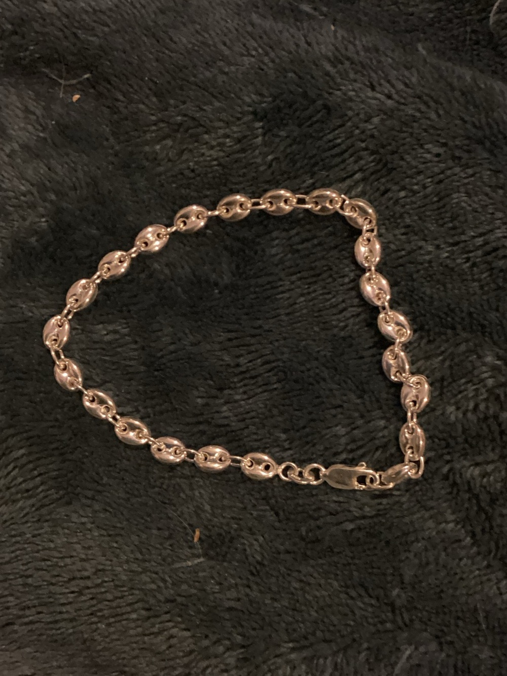 925 Sterling Silver puffed mariner bracelet, 7 1/2 inches..